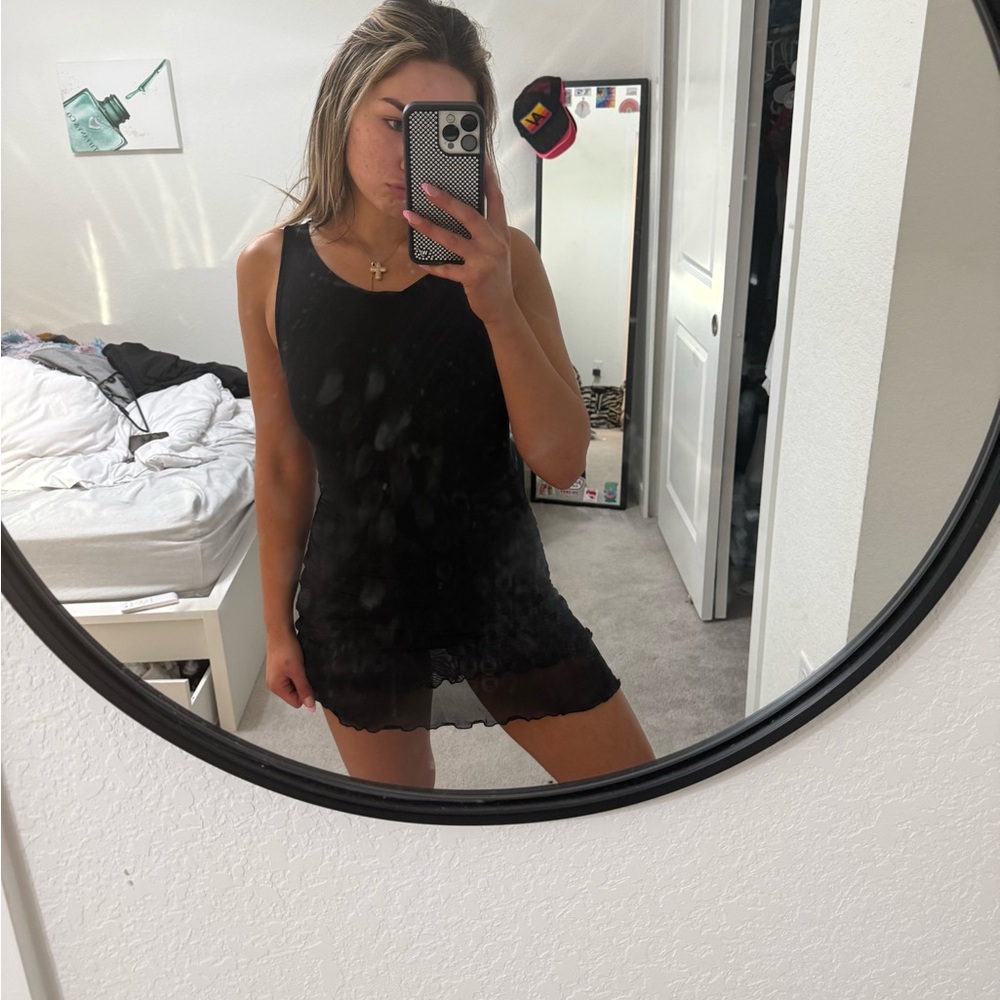 Black Sheer halter dress with ruffles